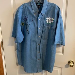 Women’s Tri-Mountain denim shirt Sz L